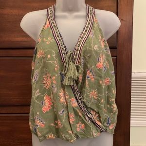 *HOLLISTER* Green Floral Top